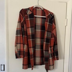 Plaid Open Front Jacket